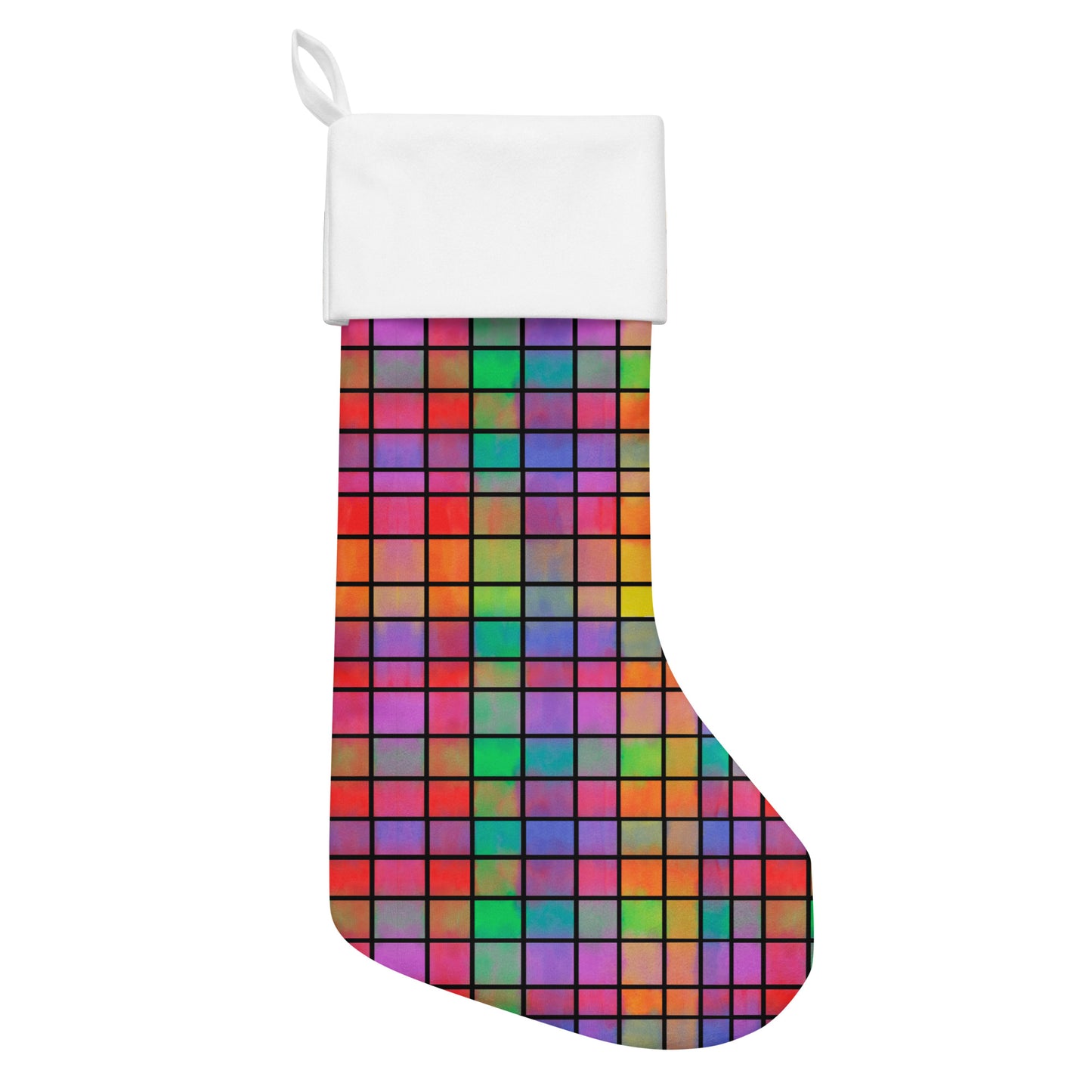 Watercolors Plaid Christmas stocking