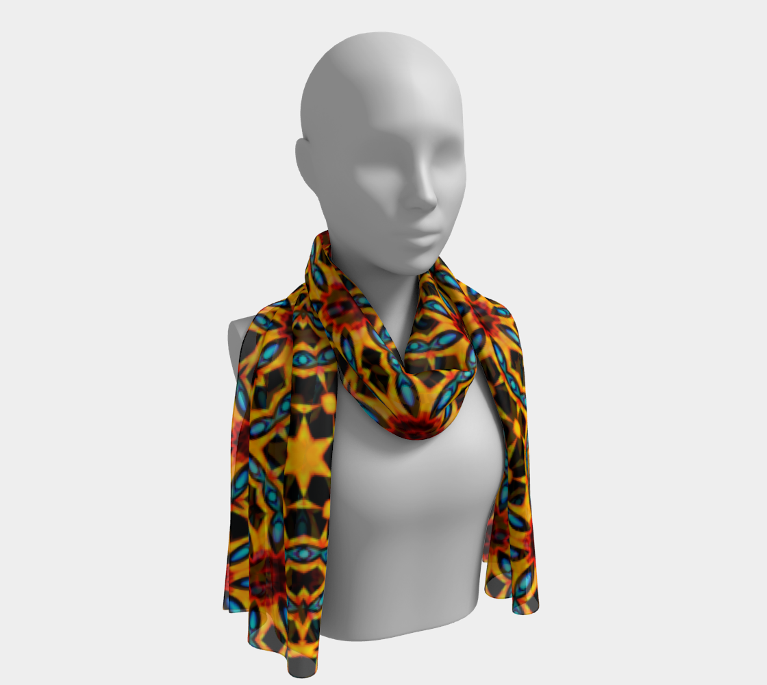 Gold, Red, Blue Dodecagon Long Scarf