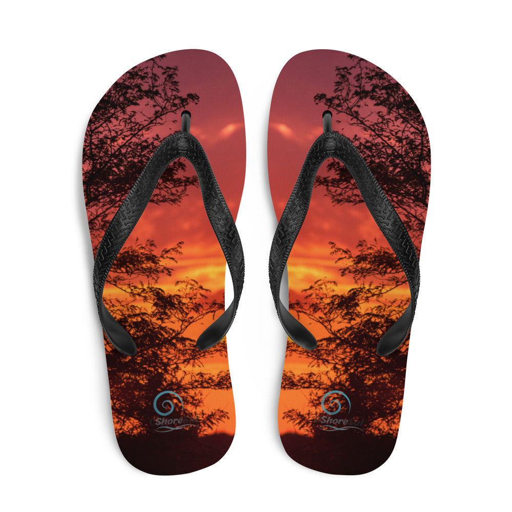 Sunset Trees Flip-Flops