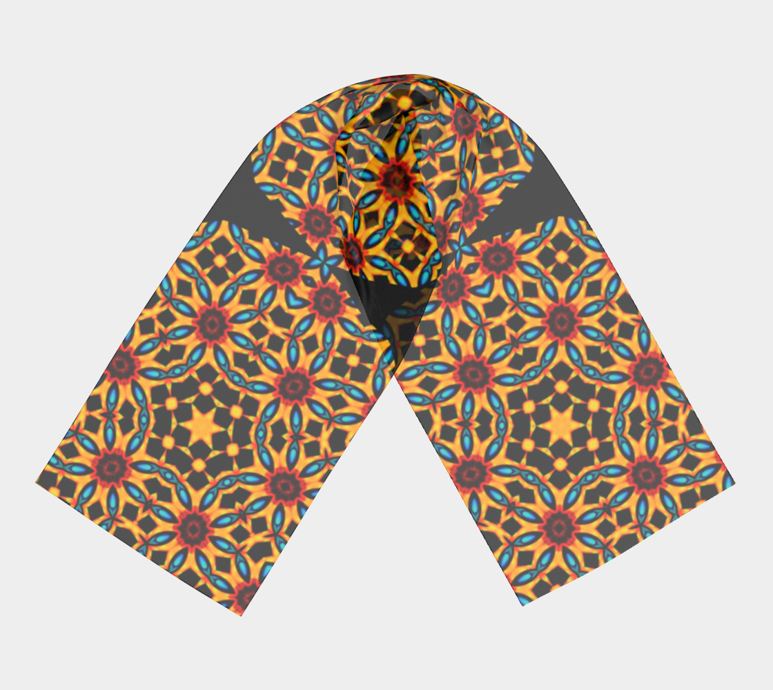Gold, Red, Blue Dodecagon Long Scarf