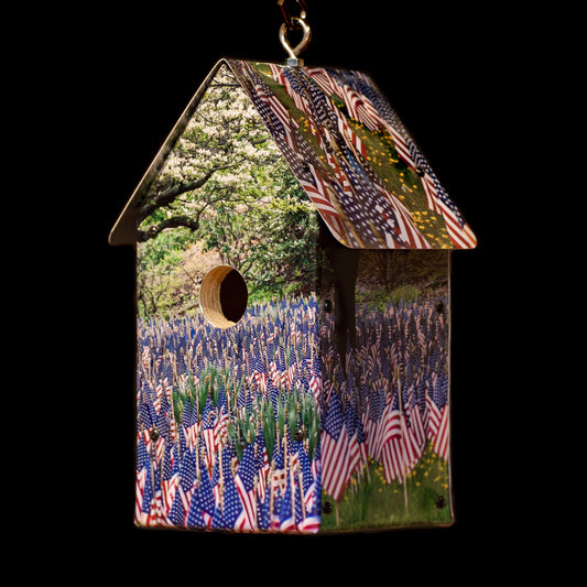 Memorial American Flags Birdhouse | Patriotic Gift