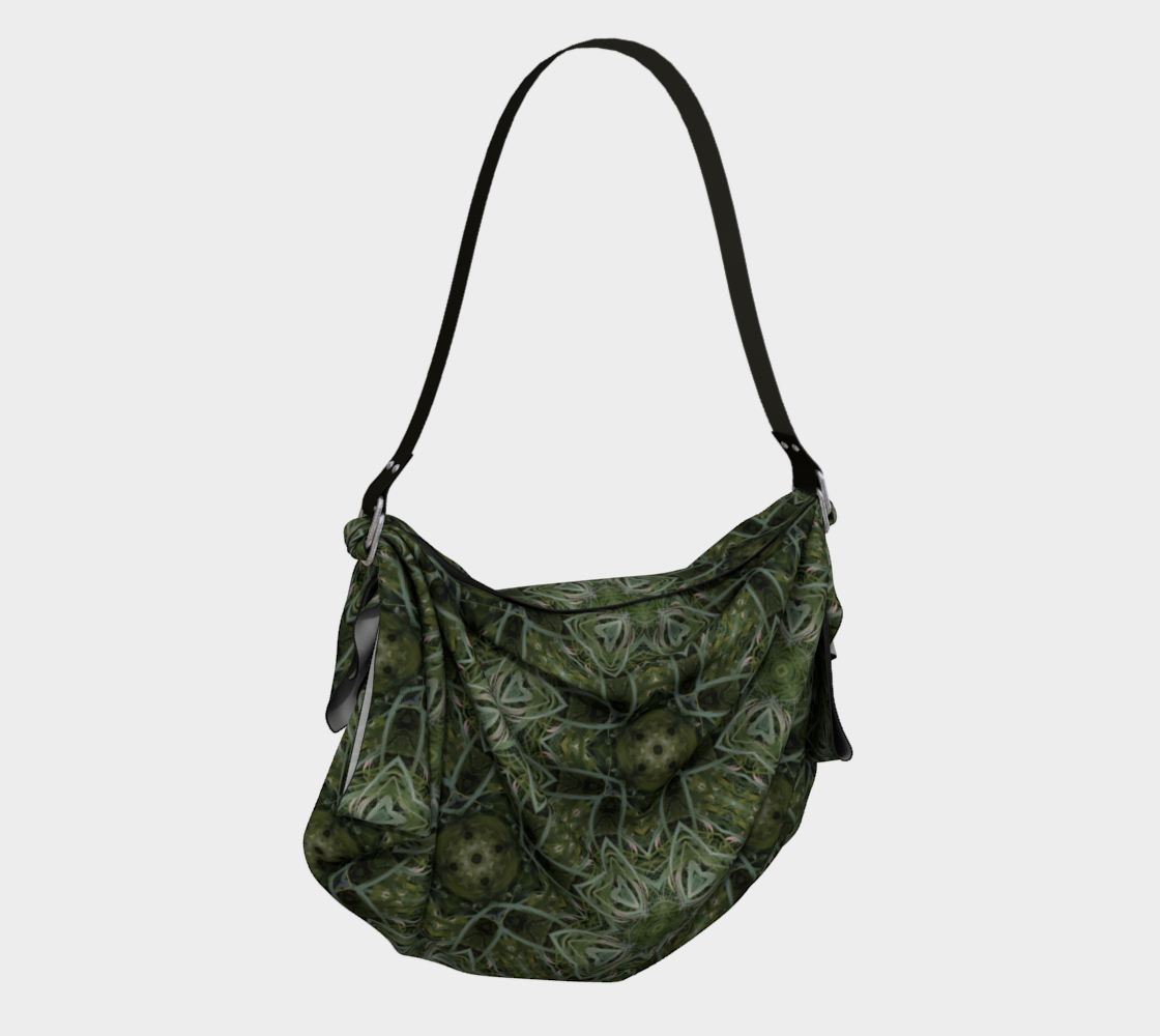 Earthy Green Geometric Design Convertible Packable Tote Bag